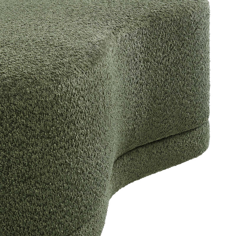 Nimbus Sage Green Chenille Curved Cocktail Ottoman Bench