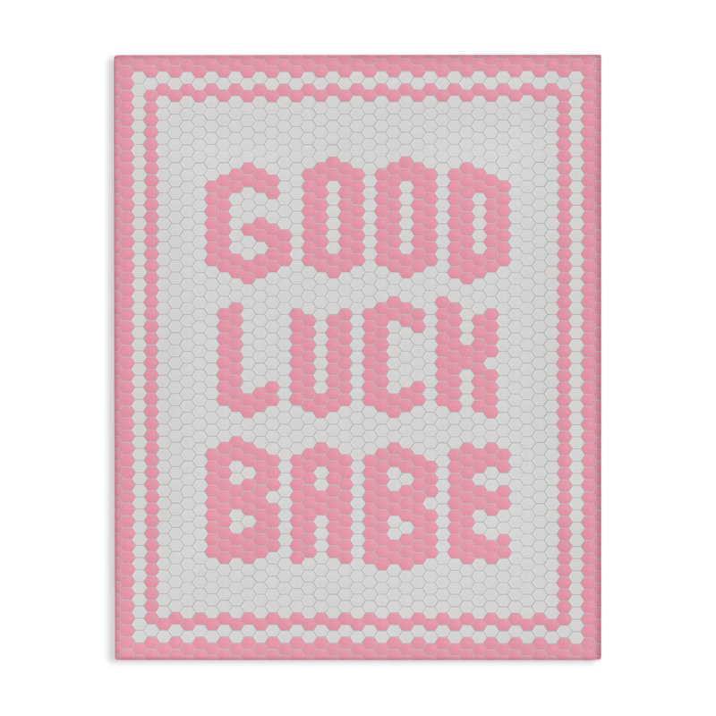 Toile mosaïque rose Good Luck Babe, H 20 po x l 16 po
