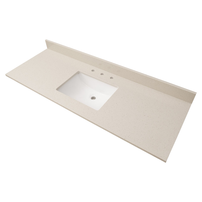 Iced White 61" Engineered Marble Vanity Top with Single Sink