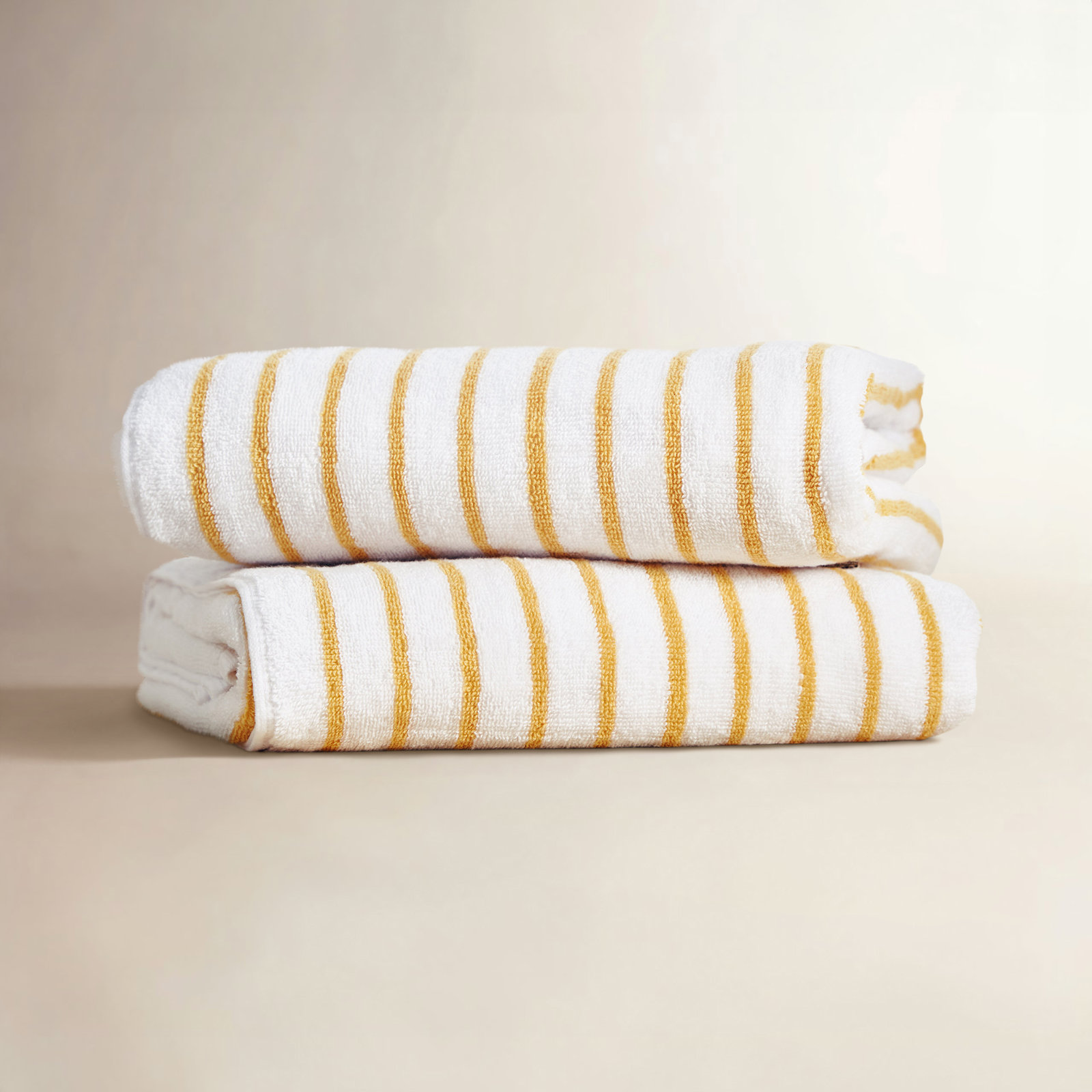 Striped Cotton Cabana Beach Towel, Yellow