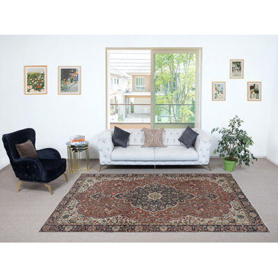 Vintage Handmade Wool Area Rug. One of a kind Turkish Carpet