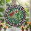Vitrail de vitrail Hummingbird Floral - 7,8 H-1506257389