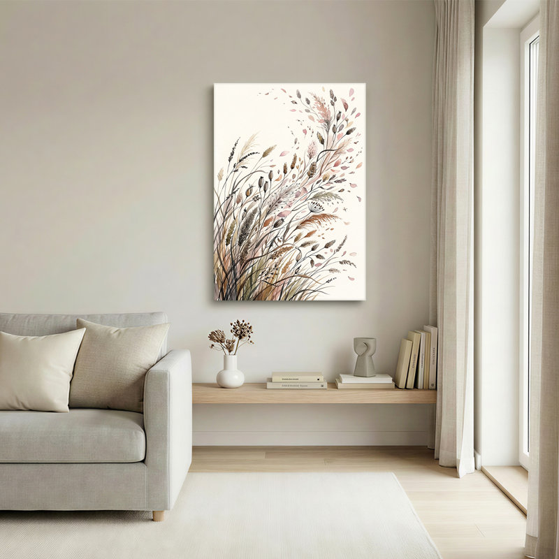 Art mural sur toile de style aquarelle et herbes sauvages, H 18 po x l 12 po