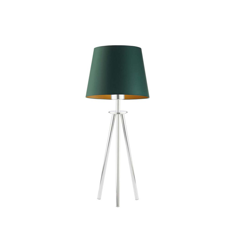 Alcala Metal Tripod Lamp, Silver, Green