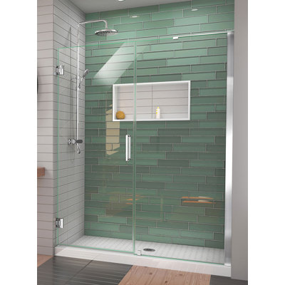 DreamLine Unidoor-LS 56 - 57 inch W x 72 inch H Frameless Hinged Shower Door with L-Bar in Chrome