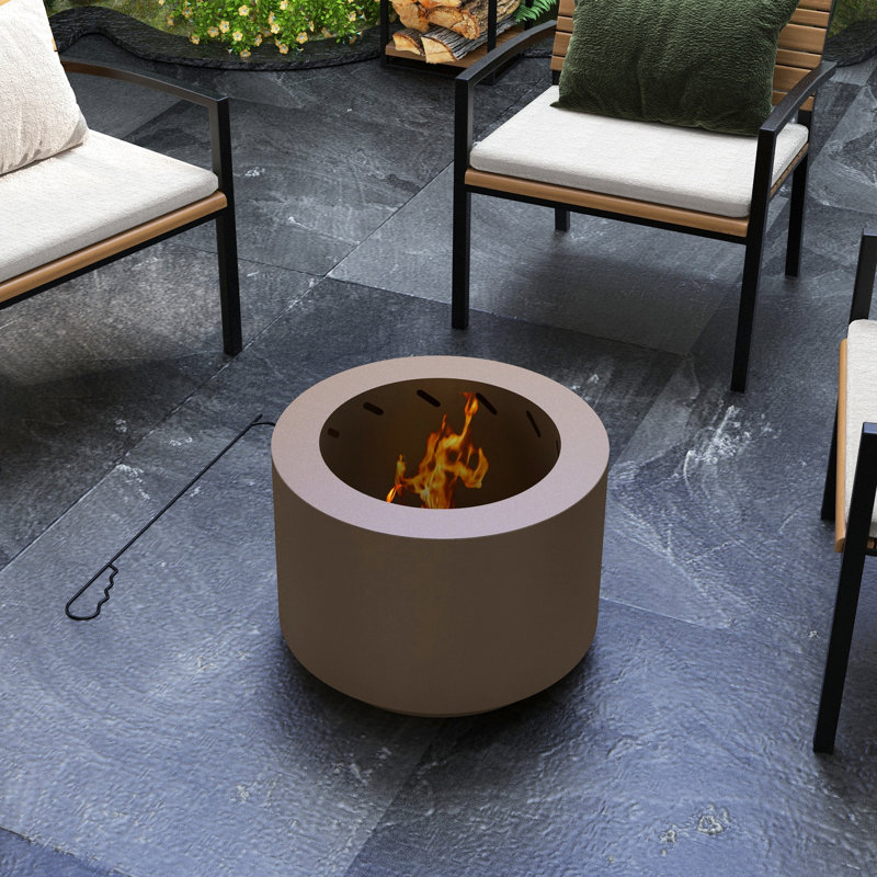 Foyer d'extérieur 19 po à faible fumée, acier inoxydable portatif pour la cour, le camping, le patio, le pique-nique, la fumée, équipé d'un foyer sans fumée en bronze, assemblé