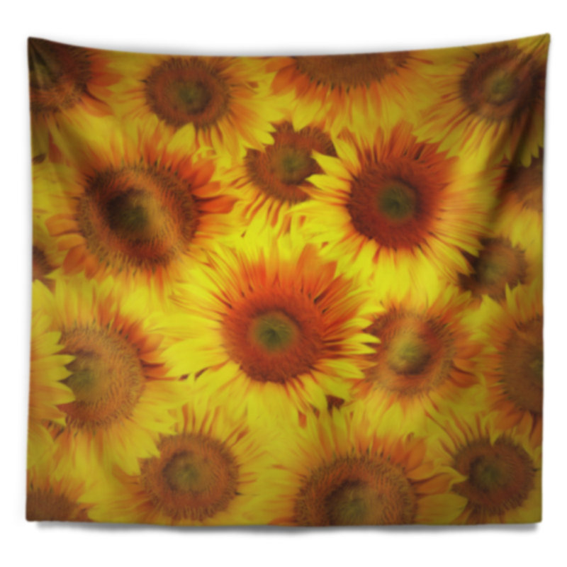 Tapisserie à motif floral avec têtes de tournesol, H 68 po x l 80 po