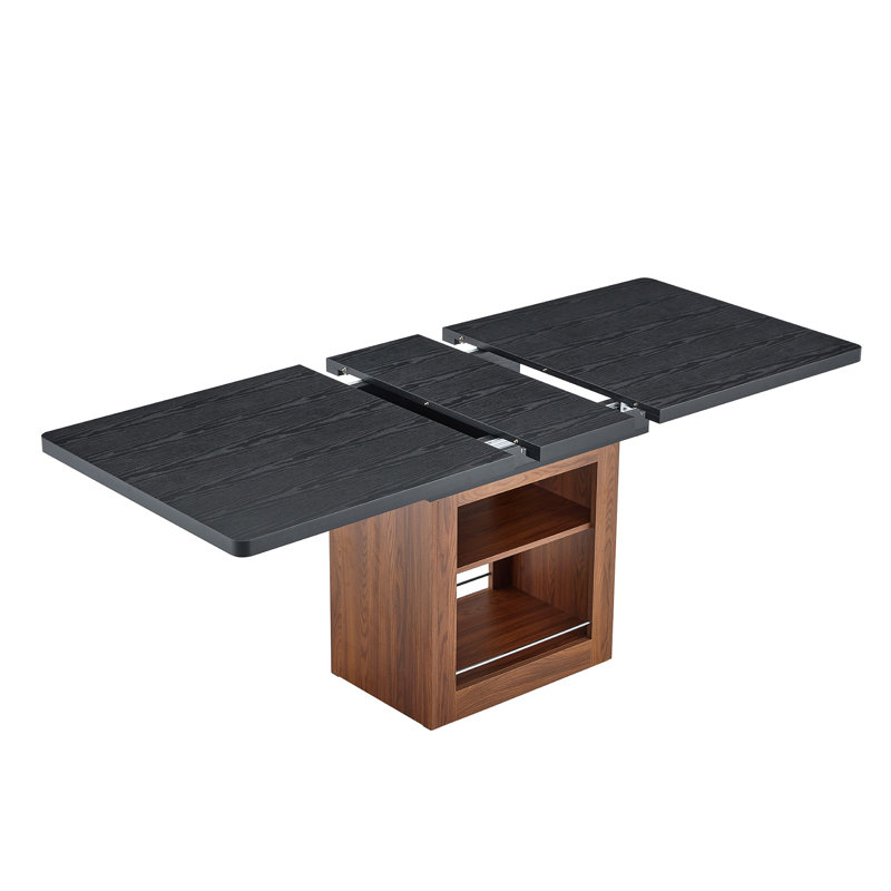 rectangular dining table with storage space, Black