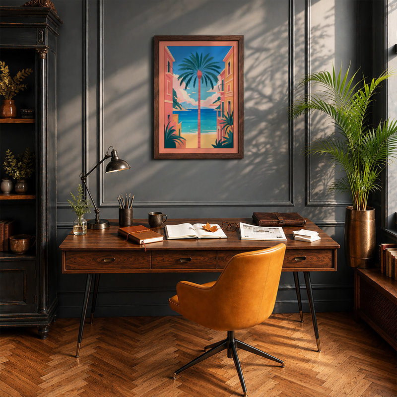 Tropical Passage Coastal - Framed Print, Walnut, A1 - 84.1 x 59.4 cm