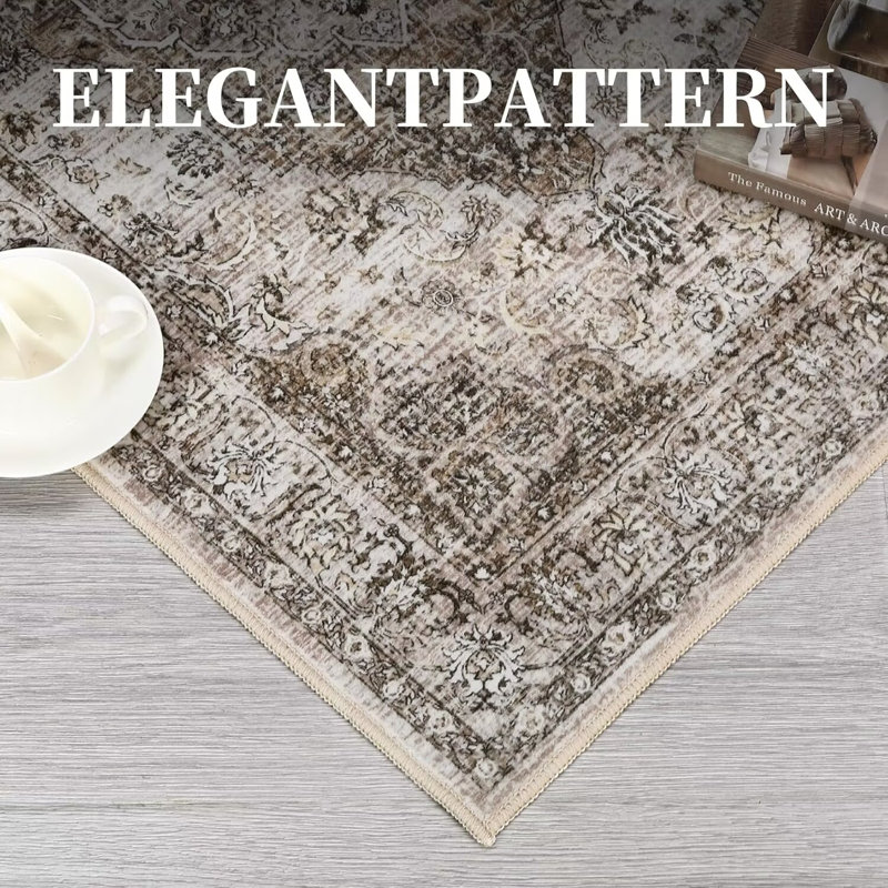 Tapis de chambre à coucher à motif floral antidérapant pour salon Boho, Tapis de couloir 2 pi x 6 pi
