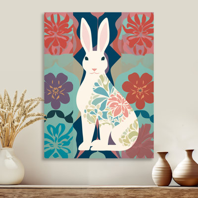 «Follow the White Rabbit Retro Illustration», reproduction d'art murale animal lapin