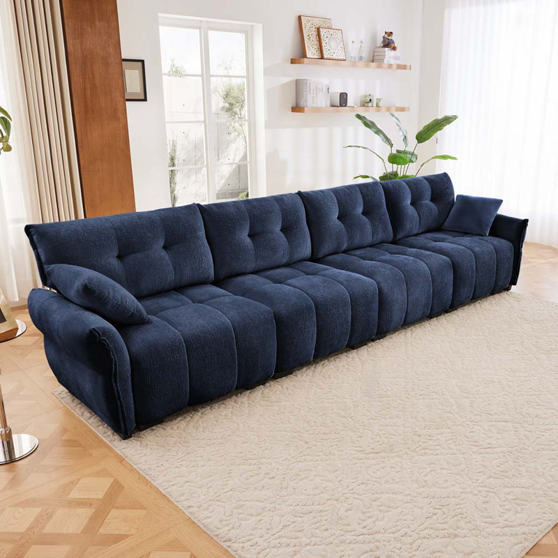 Chenille Fabric 4 - Seater Sofa, Blue