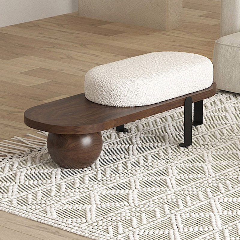 Banc rembourré blanc noisette, H 17,72 po x l 47,24 po x P 13,78 po