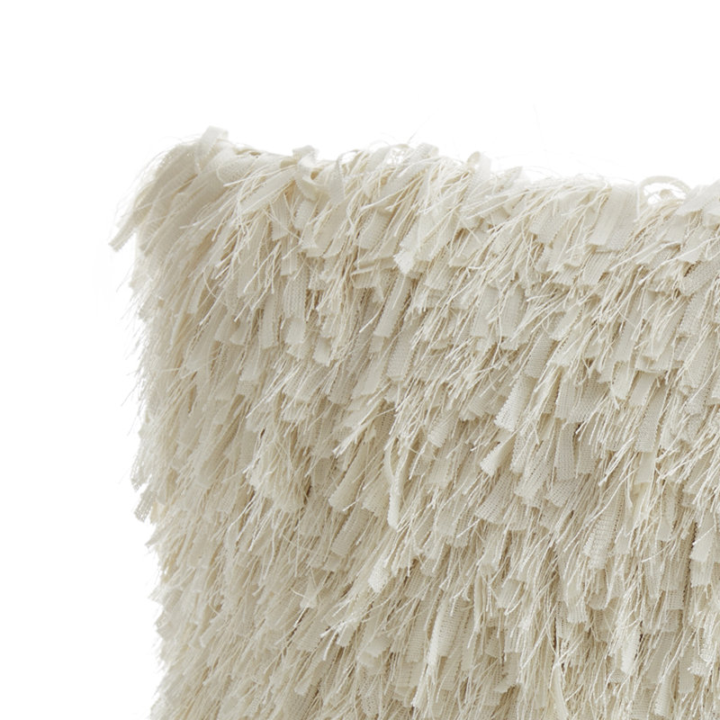 Coussin décoratif à poils longs 18 po x 18 po Keegan, Blanc