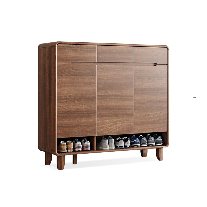 Rangement pour chaussures en bois manufacturé moderne brun massif, H 39,37 po x l 35,43 po x P 13,78 po