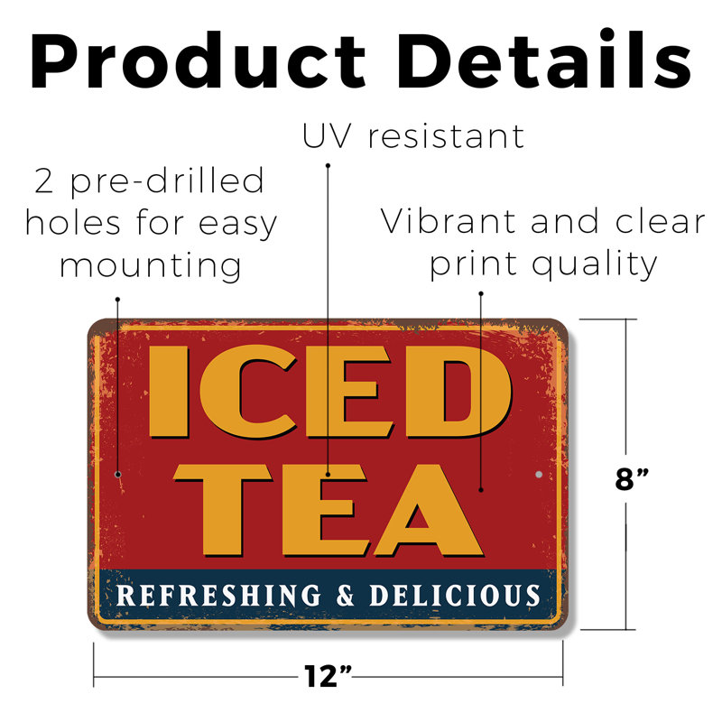 Plaque en plastique 8 po x 12 po Iced Tea Street (paquet de 2)