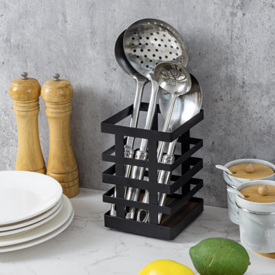 Metal Square Utensil Crock