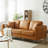 85" Faux Leather Square Arm Sofa-601280422