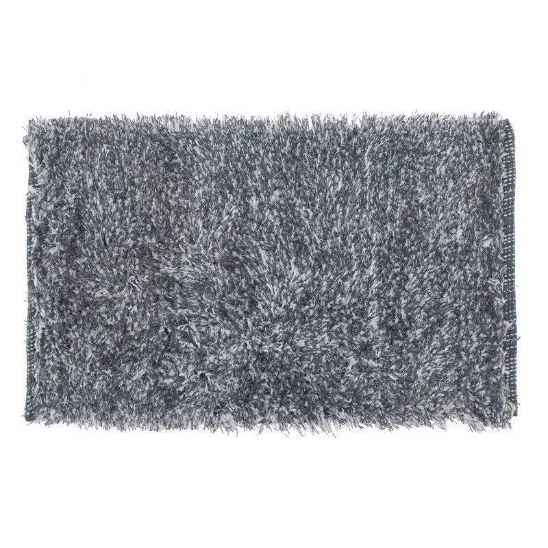 Izaias Cotton Blend Non-Slip Bath Rug, Gray