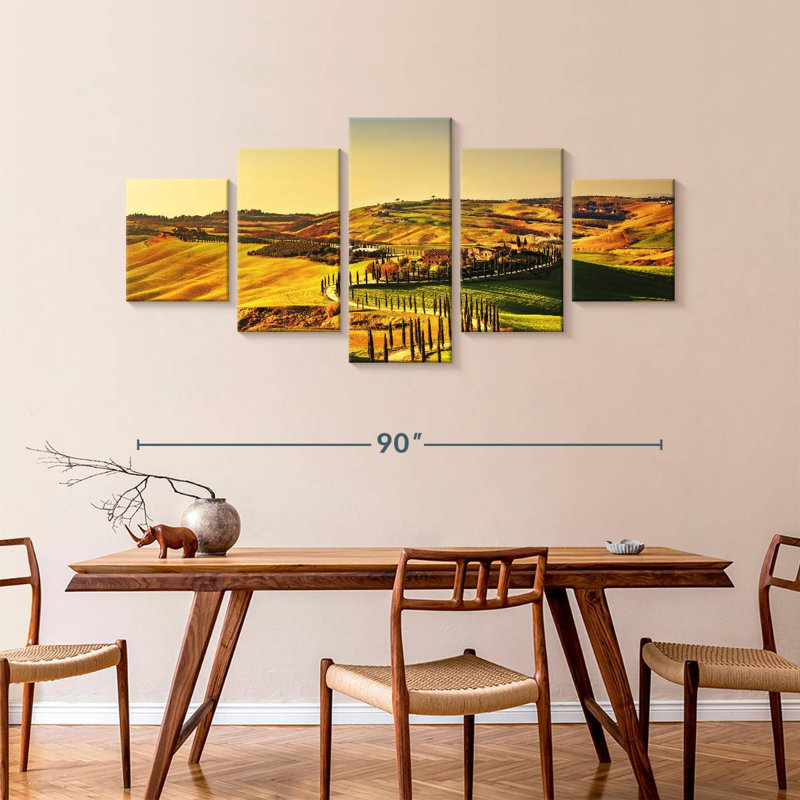 Coucher de soleil en Toscane, H 42 po x l 92 po