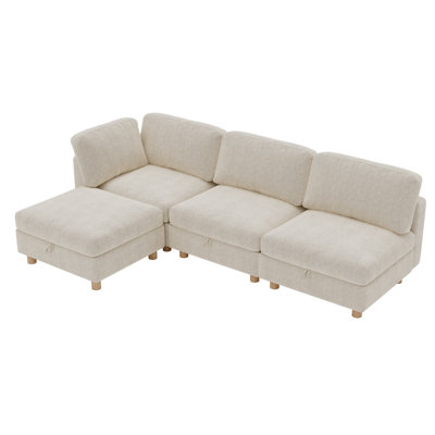 95" Modular Sectional Sofa with Storage Seat,Multifunctional Folding Couch