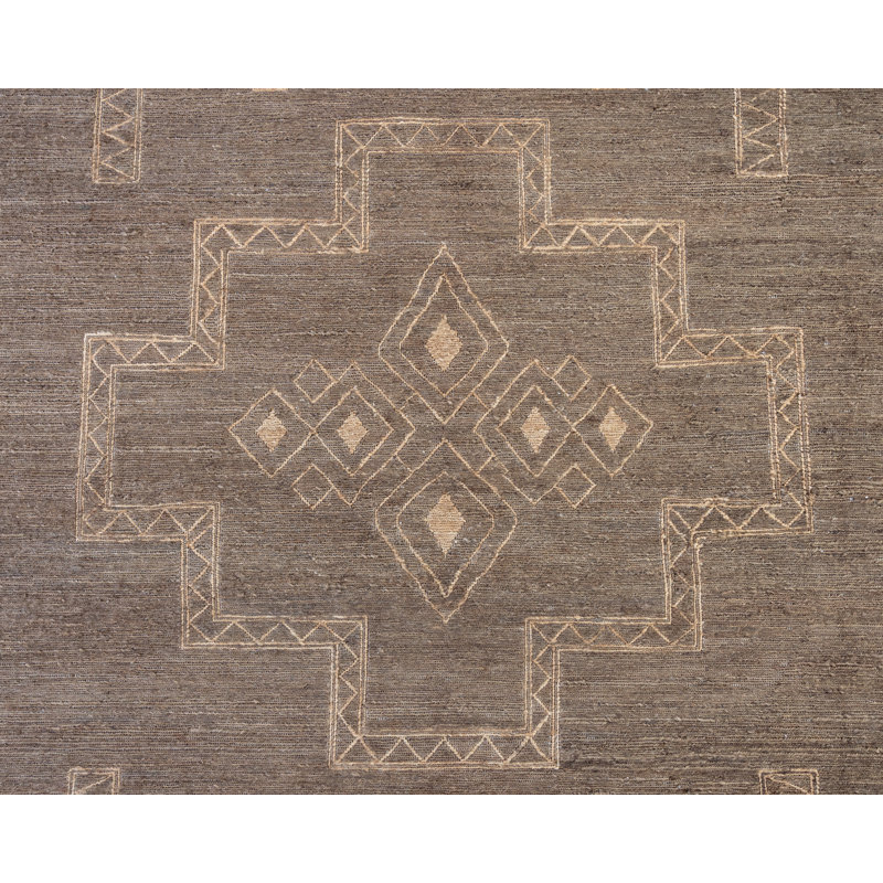 Sienna Hand Knotted Jute / Sisal Geometric Area Rug in Brown, Rectangle 10' x 14'