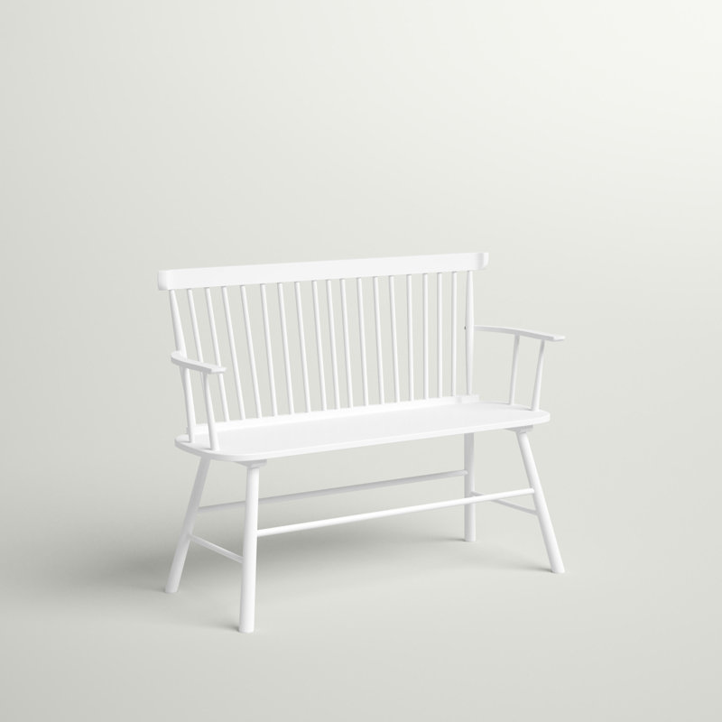 Farmhouse White Painted Solid Wood Entryway Bench