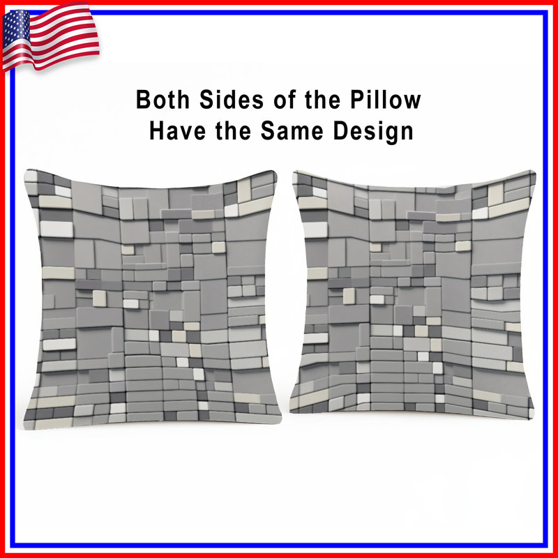 Gray Rectangular Tiles Double Sided Throw Pillows, 16 x 16 inches