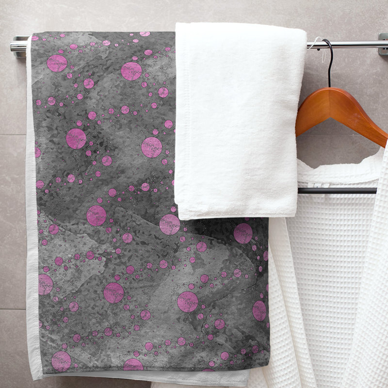 Serviette de bain Planets and Stars, Rose/noir