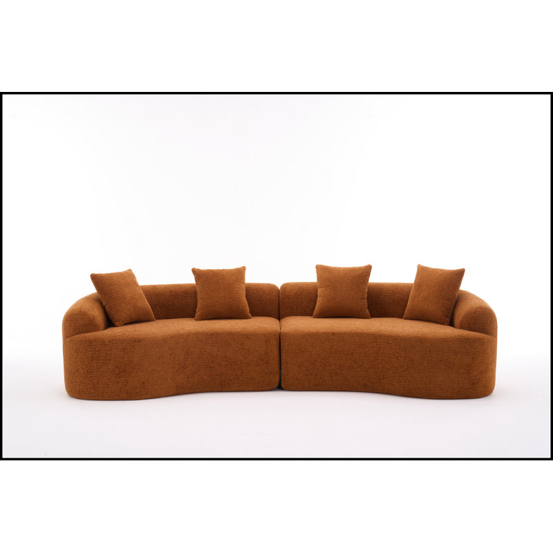 Canapé-lit confortable à 4 places avec tissu de qualité supérieure pour la maison, Orange