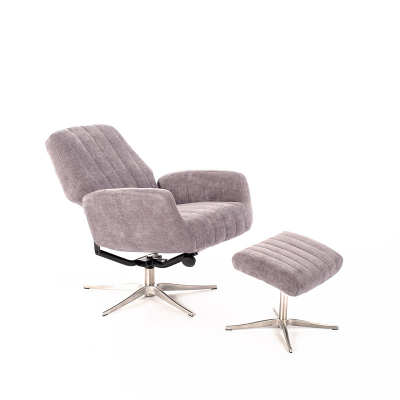 Kandice 70cm Wide Velvet Swivel Standard Recliner, Light Grey
