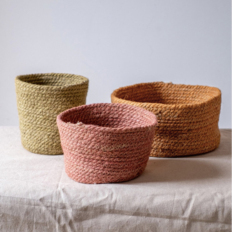 Panier en tissu, Vert, H 5,12 po x l 7,48 po x P 7,48 po
