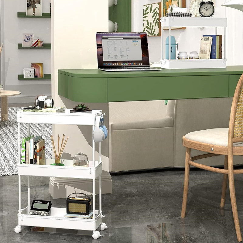 Slim Rolling Storage Cart, White