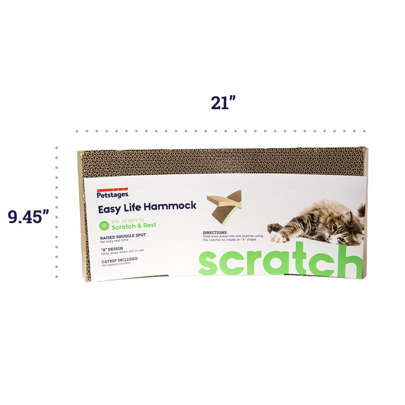 Green Corrugated Cardboard Cat Scratcher Hammock with Catnip