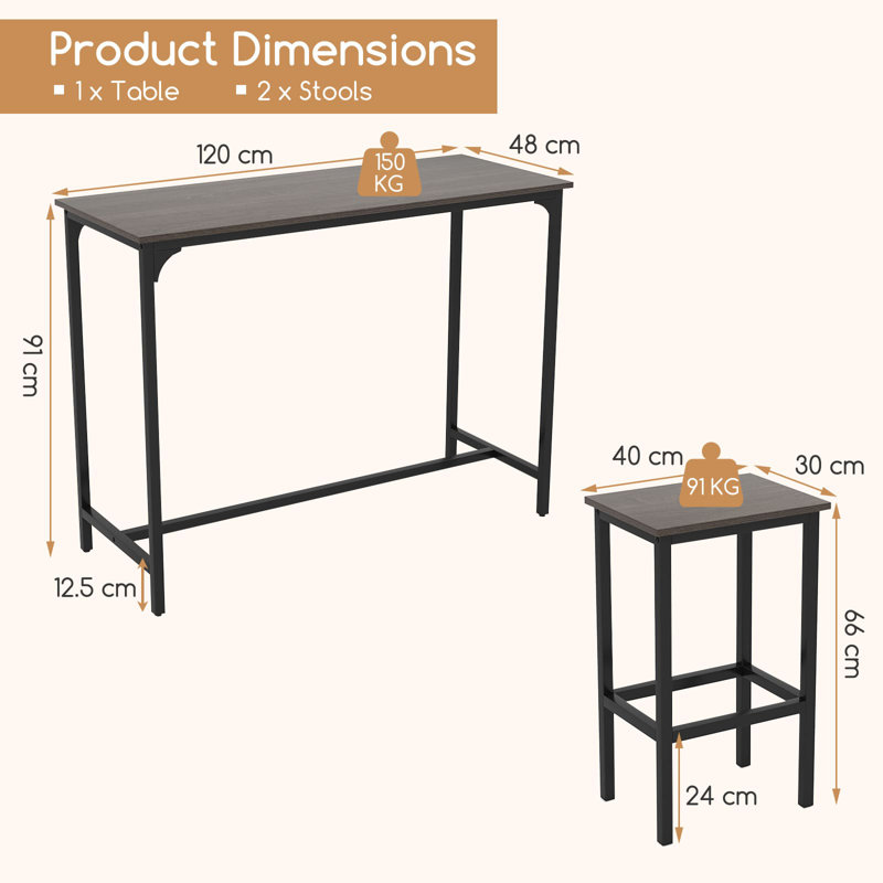 2 - Person Dining Set, Grey