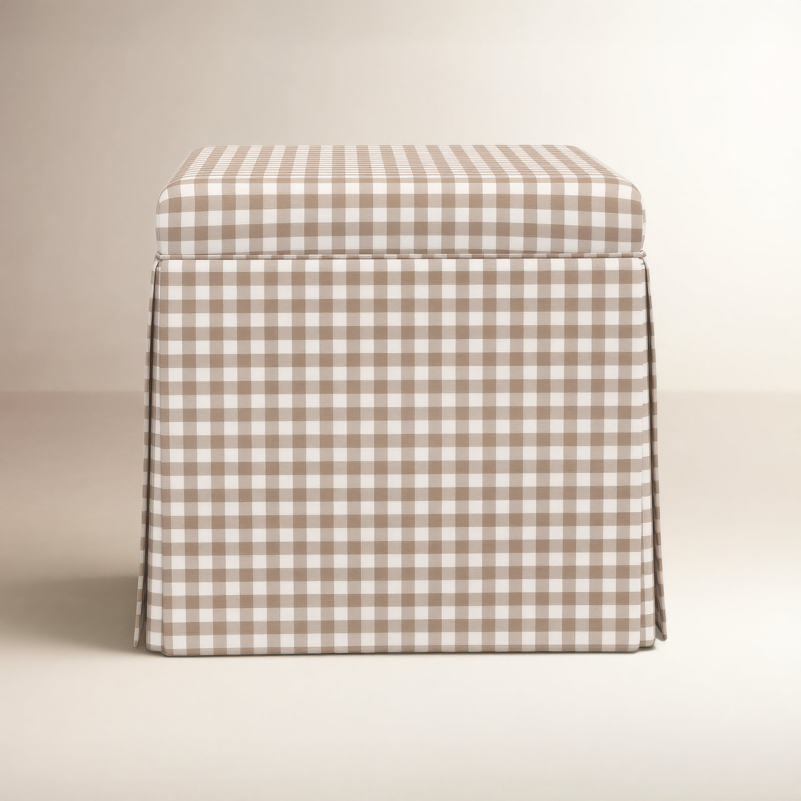 Jebb 20" Cotton Ottoman, Classic Gingham Tan