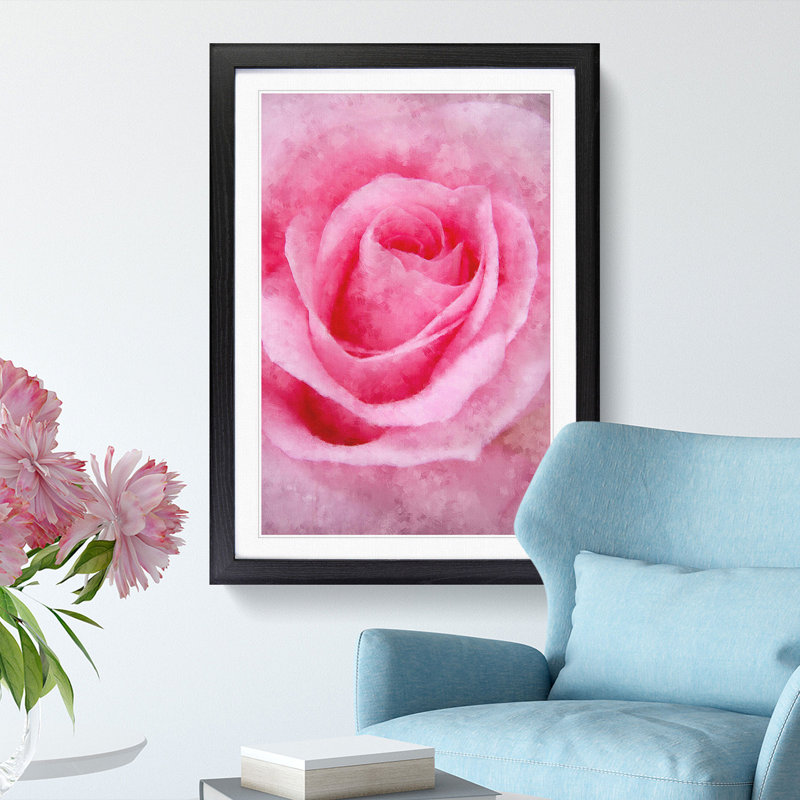 Pink Rose Petals - Single Picture Frame Print on MDF, Black Framed, 45cm H x 33cm W x 2cm D