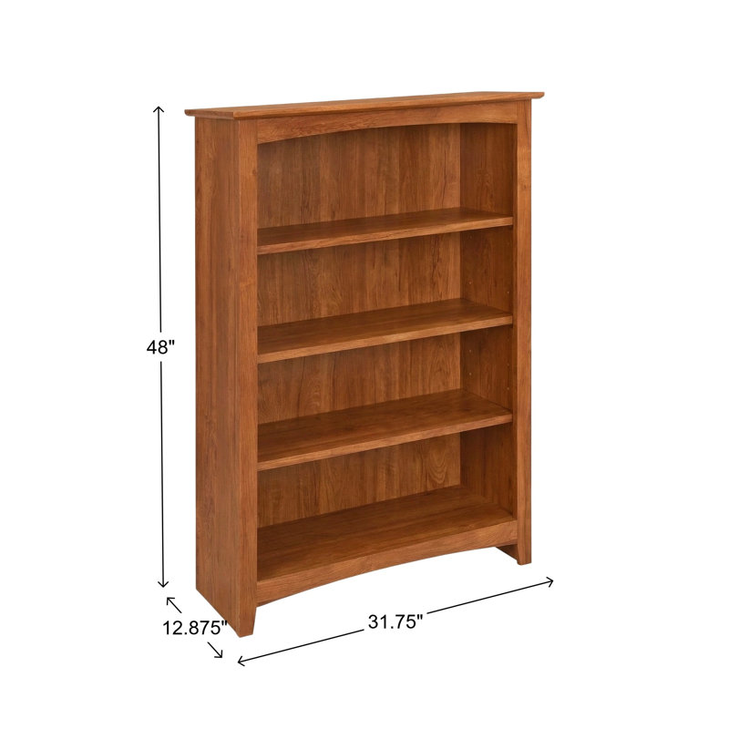 Bibliothèque classique Malani, (4 Shelves) 48"H x 31.75"W x 12.875"D, Pacanier doré