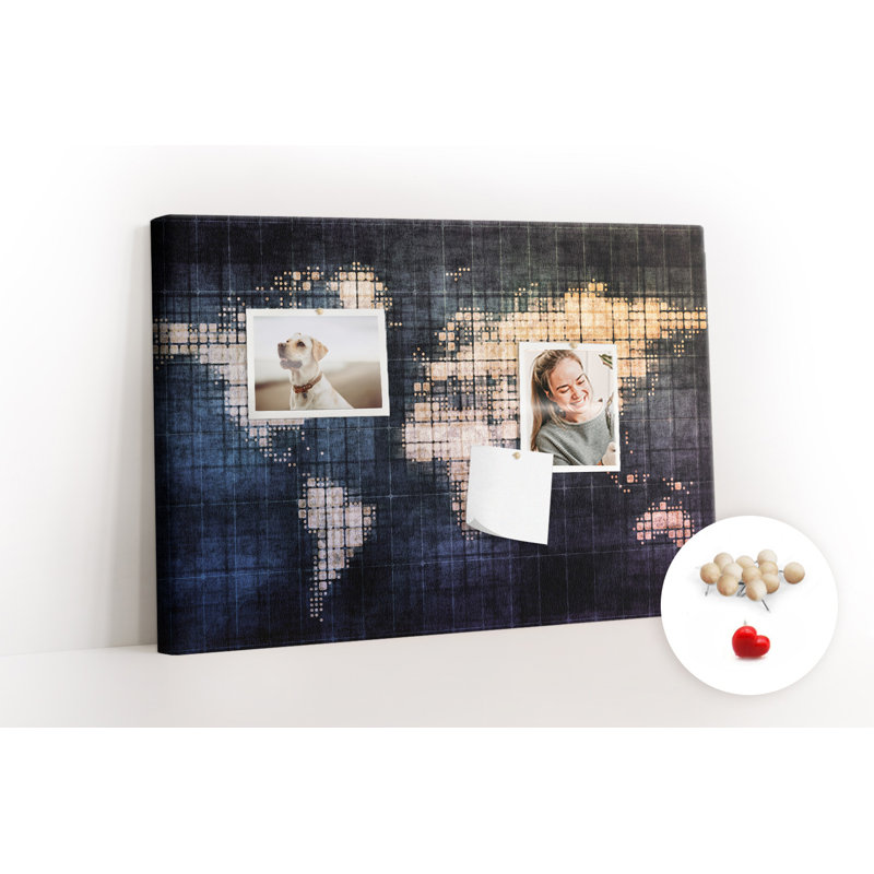 Wall Mounted bulletin board print decorative wall pin board for wall home office corkboard Fractured world