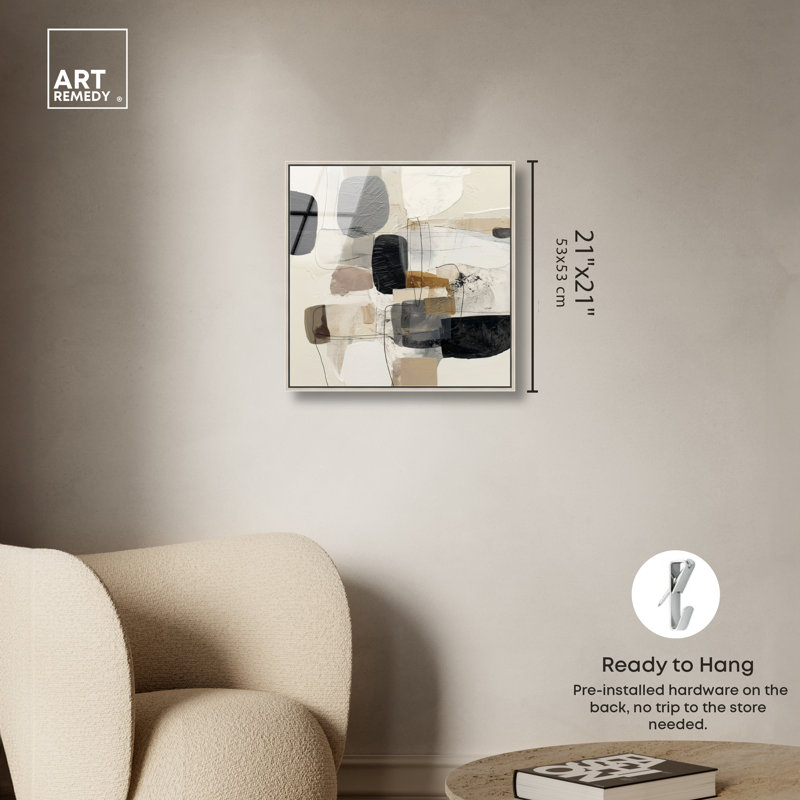 "Pebble Path I", reproduction d'art acrylique encadrée par Art Remedy, cadre argenté, 20 x 20, 21"H x 21"W, Silver Frame