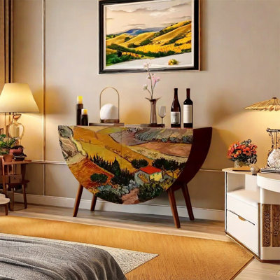 Unique Semi-Circular Cabinet with Solid Wood Legs