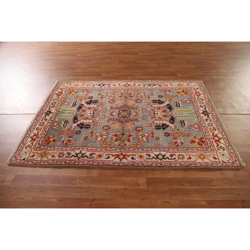Tapis floral traditionnel indien en laine 4 x 6