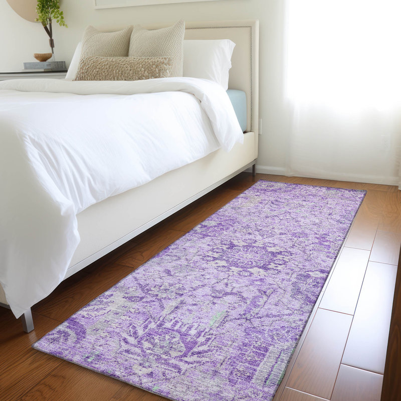 Red Flat Woven Synthetic Non-slip Washable Area Rug