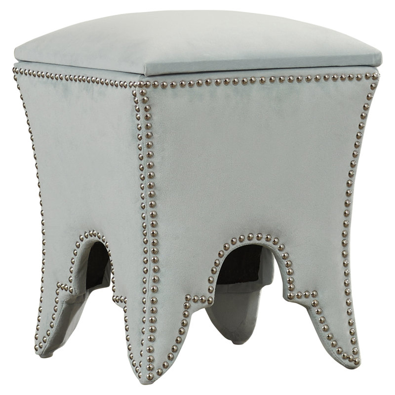 Upholstered Ottoman, Silver, Silver Sage