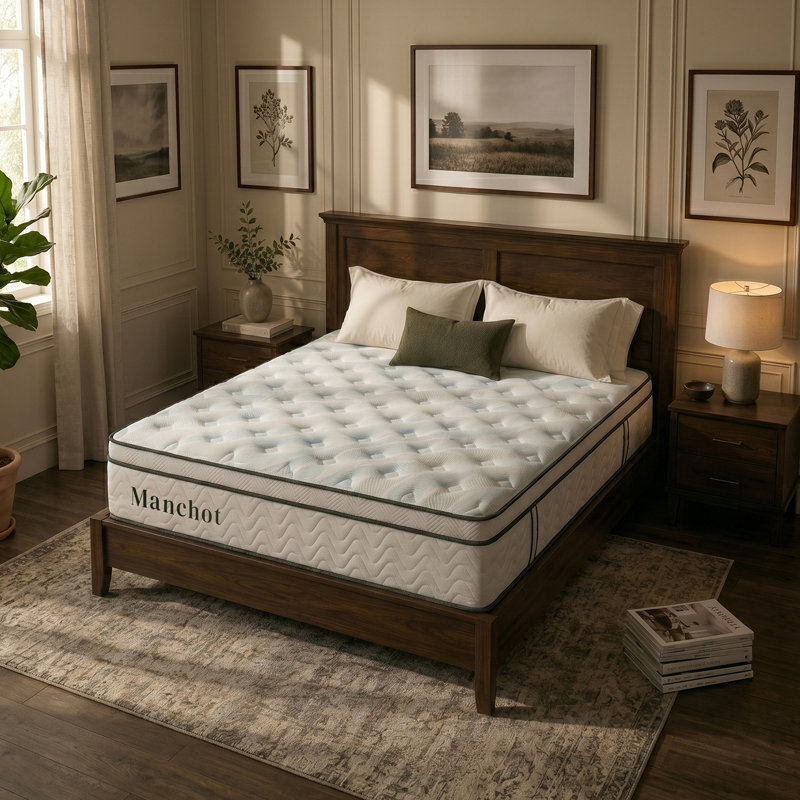 Manchot 12'' Hybrid Queen Mattress, Medium Firm, Reinforced Center Support, 12", Queen