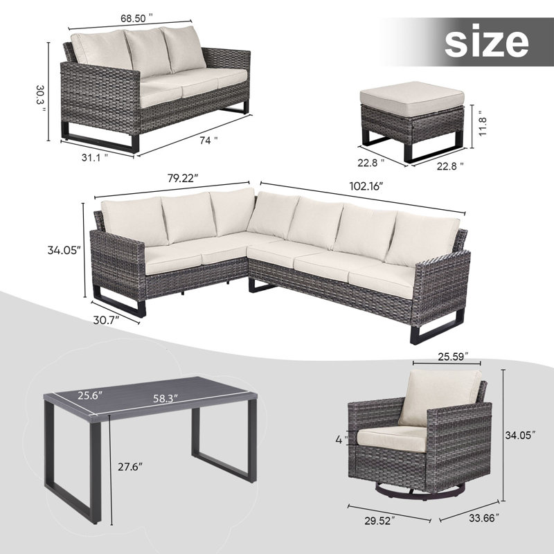 Ensemble de conversation d'extérieur pour 11 personnes avec coussins Ingvald, Beige