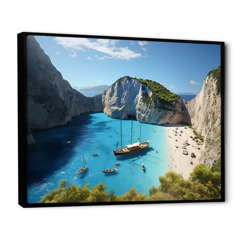 Plage Navagio Zakynthos III - impression, H 30 po x l 40 po x P 1,5 po, Cadre flottant noir