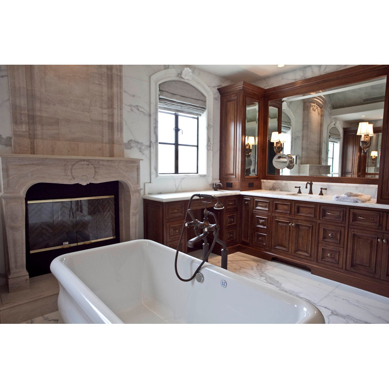 Georgian Era Widespread Lavatory Faucet with Column Spout, English Gold, Cross