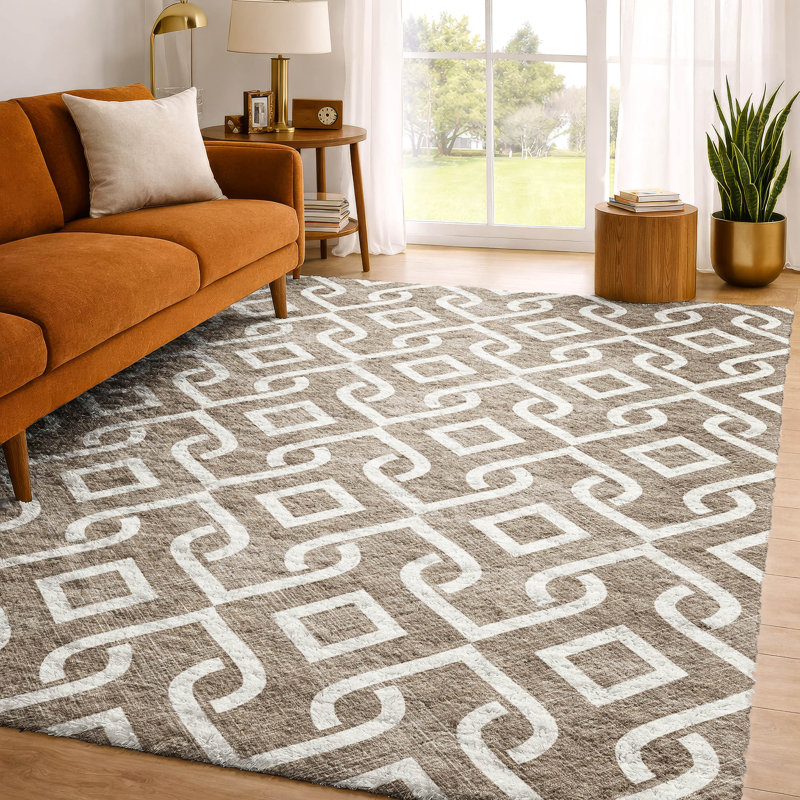 Tapis à poil long de qualité supérieure lavable à la machine ADS621, Brown, 3' x 5'