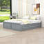 Base de lit plateforme en bois grand format avec 6 tiroirs de rangement et lattes